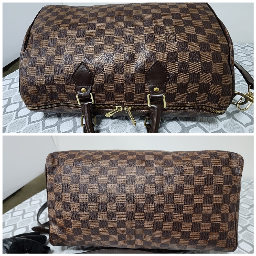 LOUIS VUITTON Damier Canvas Speedy Bandouliere 35 Bag Brown - Picture 9 of 13